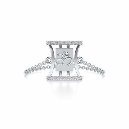 Sacred Om Adjustable Silver Ring - White Gold - Image 4