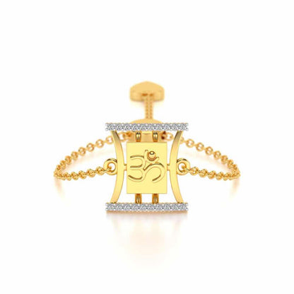 Sacred Om Adjustable Silver Ring - Yellow Gold - Image 1
