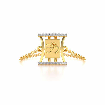 Sacred Om Adjustable Silver Ring - Yellow Gold - Image 4