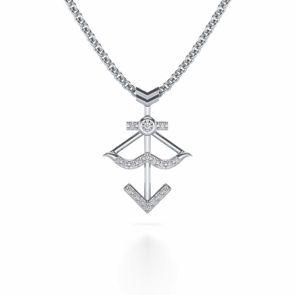 Sagittarius Silver Pendant - White Gold - Image 2
