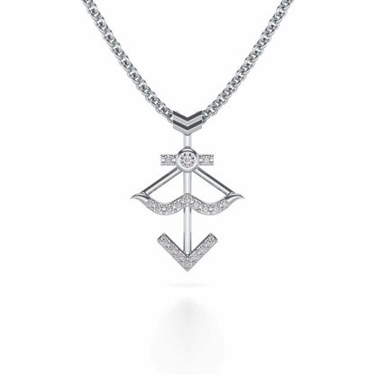 Sagittarius Silver Pendant - White Gold - Image 2