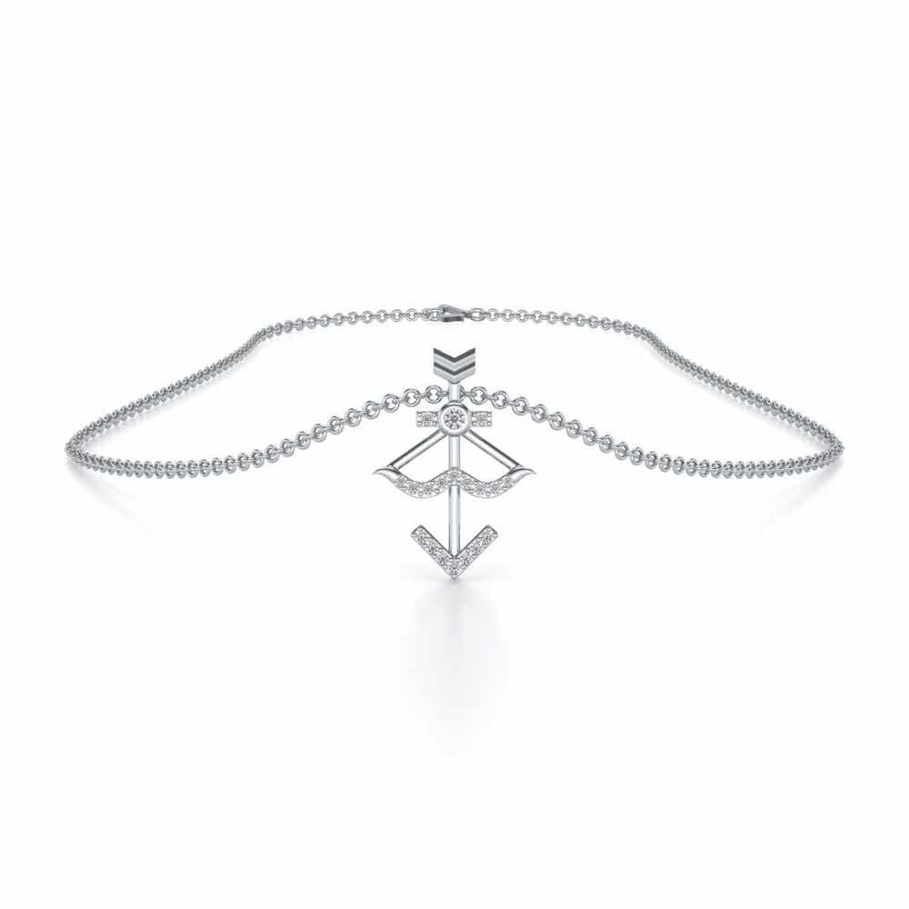 Sagittarius Silver Pendant - White Gold - Image 3