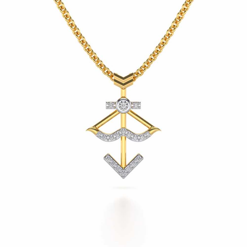 Sagittarius Silver Pendant - Yellow Gold - Image 2
