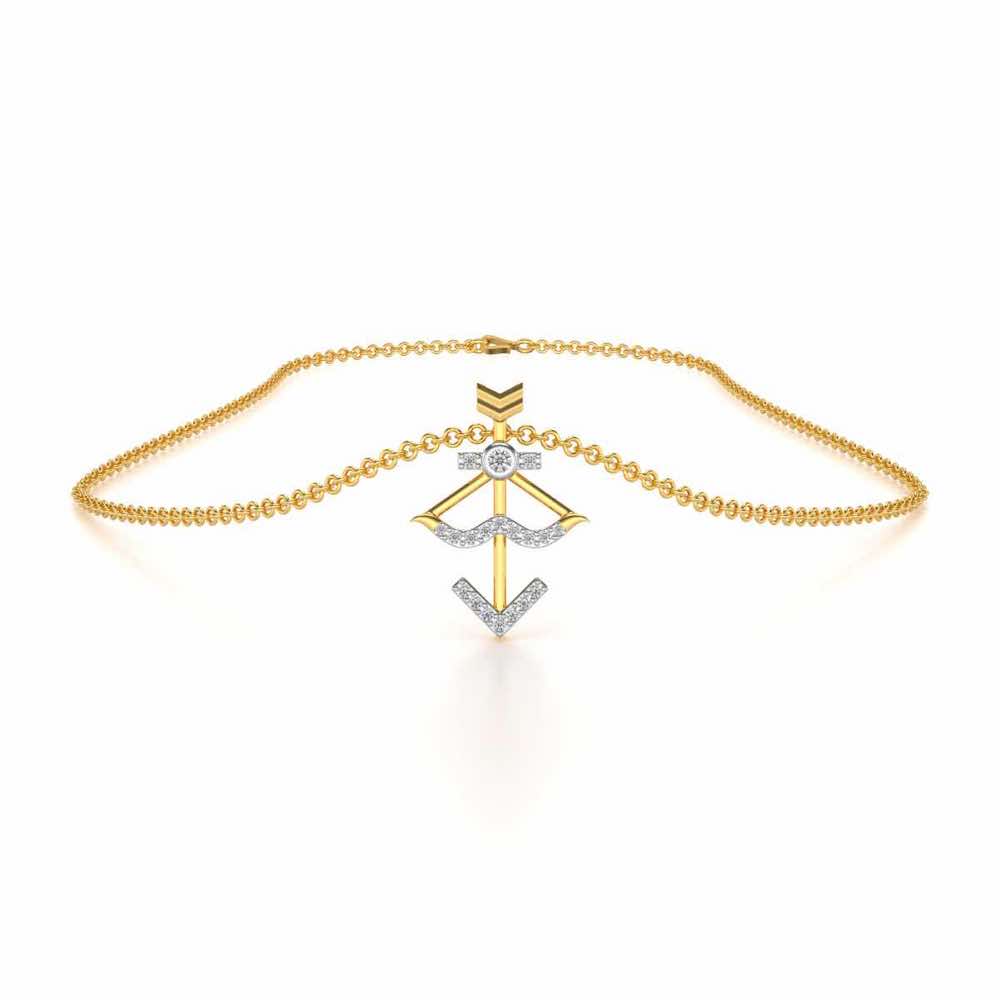 Sagittarius Silver Pendant - Yellow Gold - Image 3