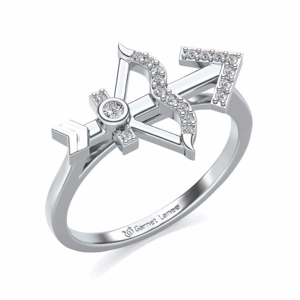 Sagittarius Silver Ring - White Gold - Image 1