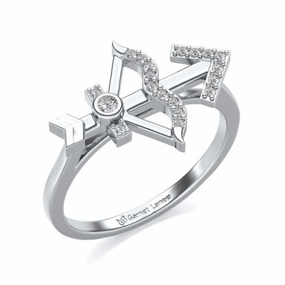 Sagittarius Silver Ring - White Gold - Image 1