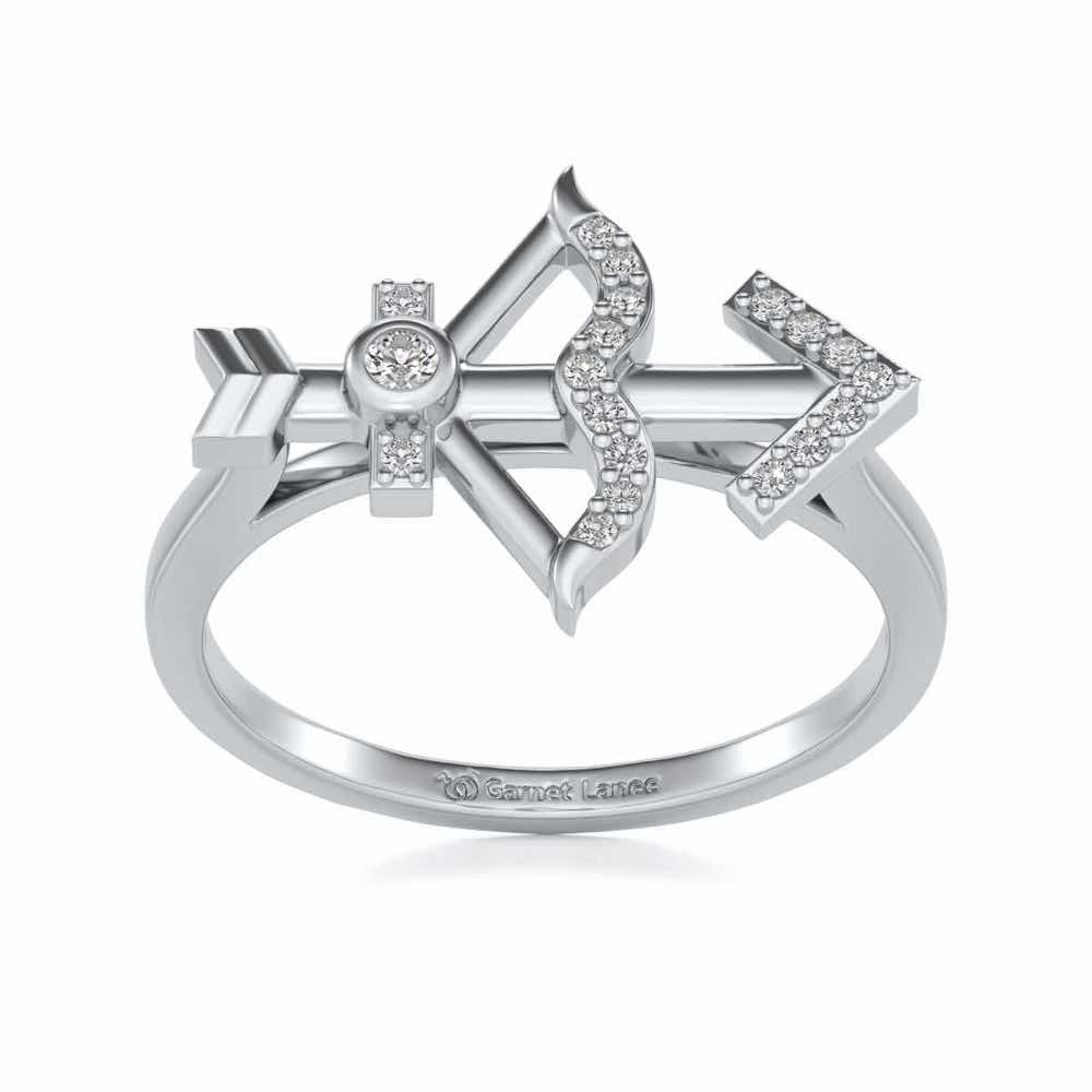 Sagittarius Silver Ring - White Gold - Image 2
