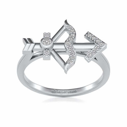 Sagittarius Silver Ring - White Gold - Image 2
