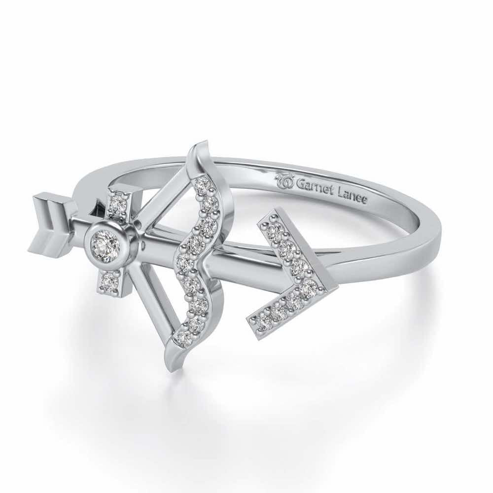 Sagittarius Silver Ring - White Gold - Image 3