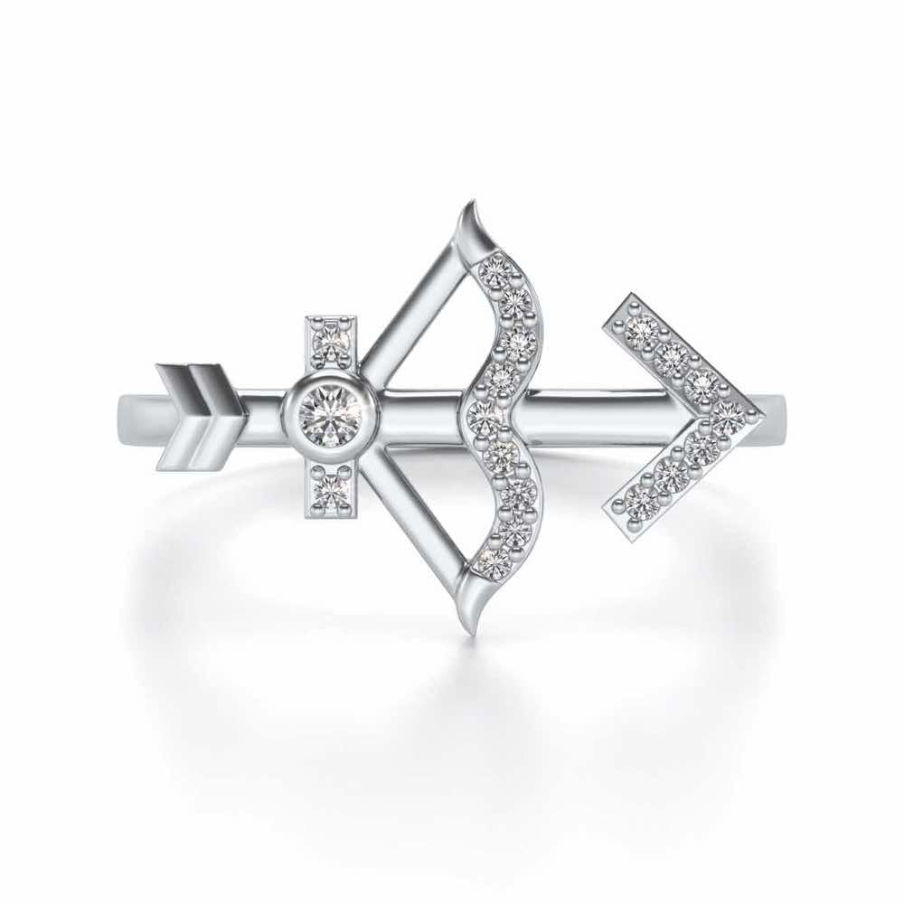 Sagittarius Silver Ring - White Gold - Image 5