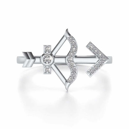 Sagittarius Silver Ring - White Gold - Image 5