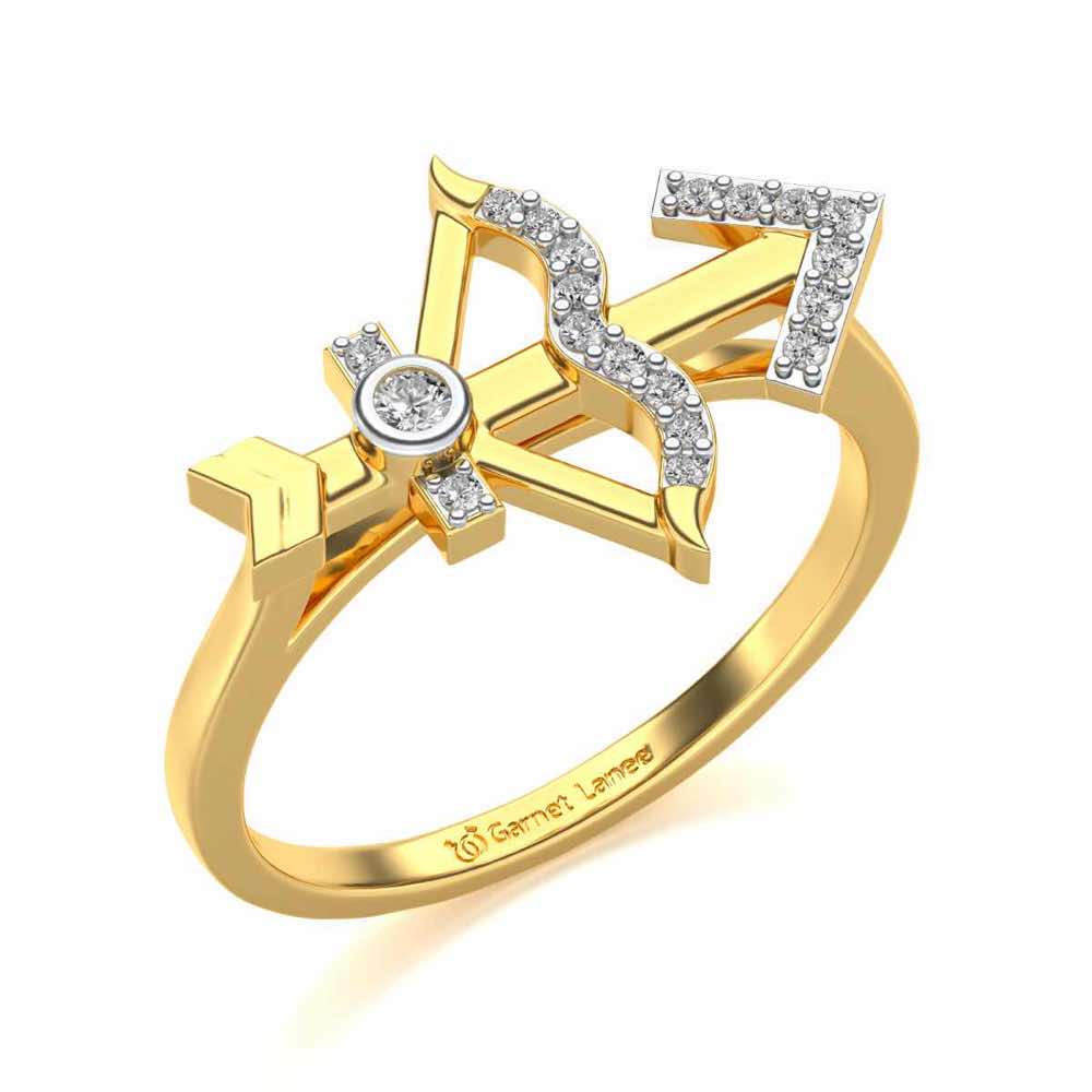Sagittarius Silver Ring - Yellow Gold - Image 1