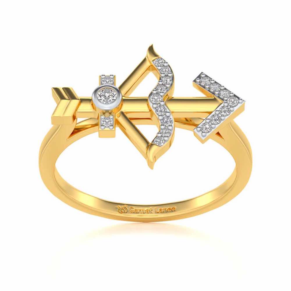 Sagittarius Silver Ring - Yellow Gold - Image 2