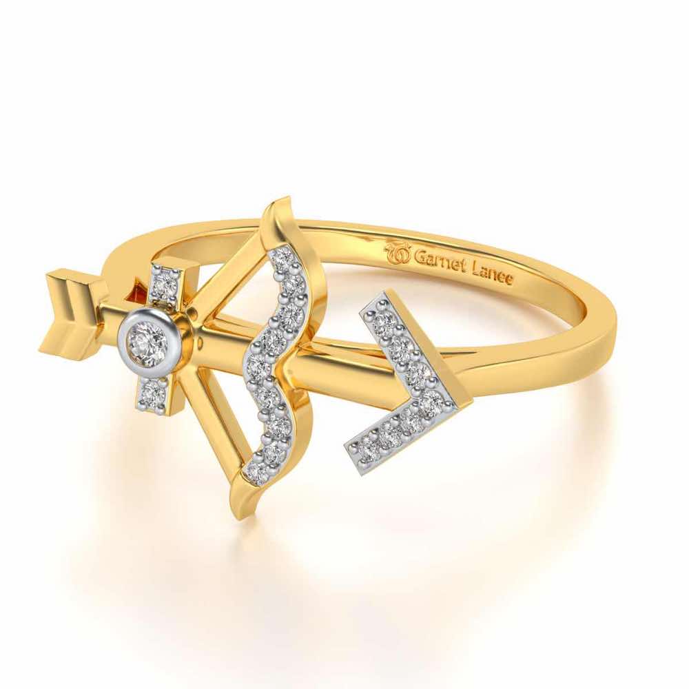 Sagittarius Silver Ring - Yellow Gold - Image 3