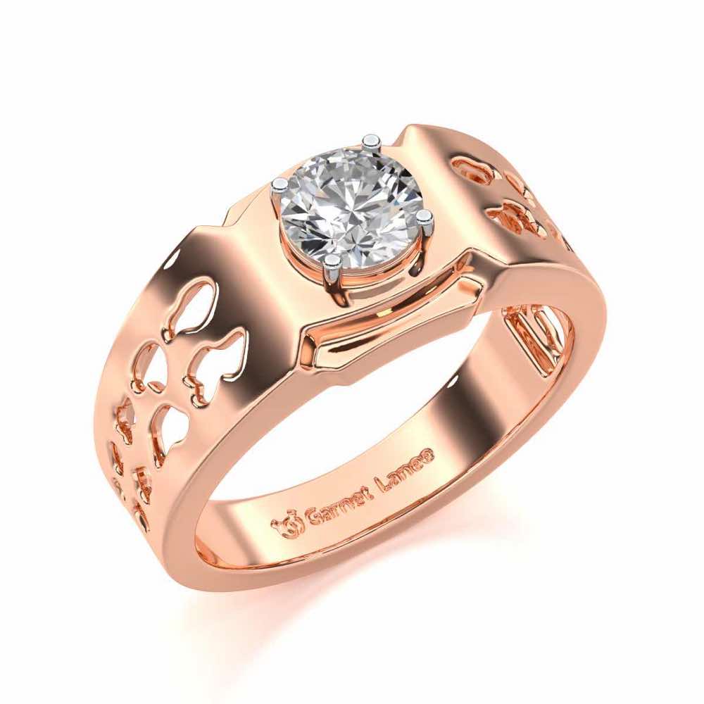Samparka Solitaire Ring For Men - Rose Gold - Image 1
