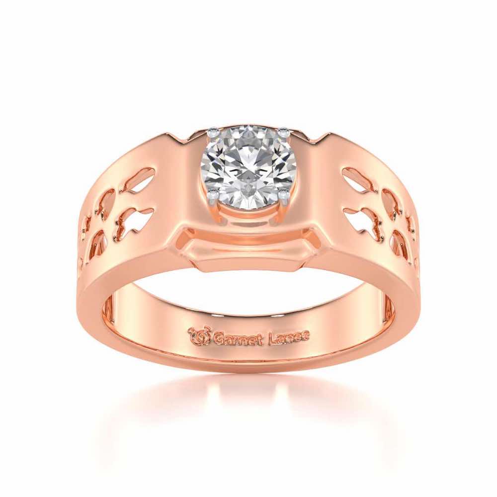Samparka Solitaire Ring For Men - Rose Gold - Image 2