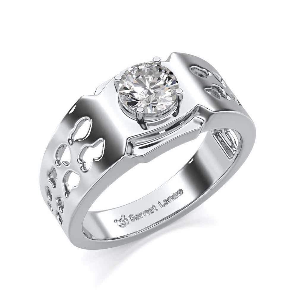 Samparka Solitaire Ring For Men - White Gold - Image 1