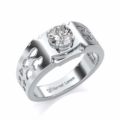 Samparka Solitaire Ring For Men - White Gold - Image 1