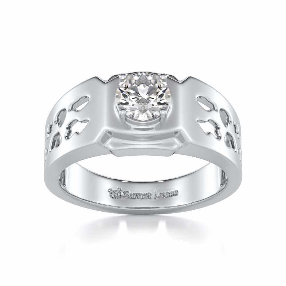 Samparka Solitaire Ring For Men - White Gold - Image 2