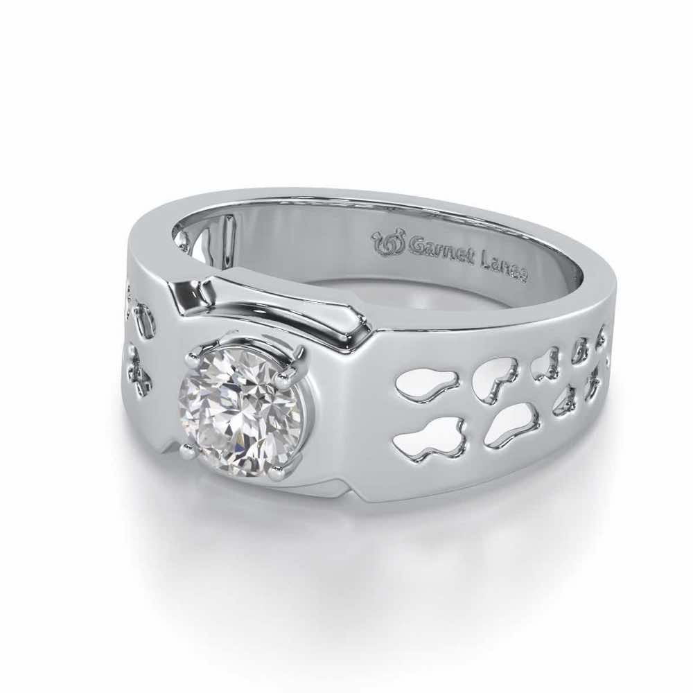 Samparka Solitaire Ring For Men - White Gold - Image 3