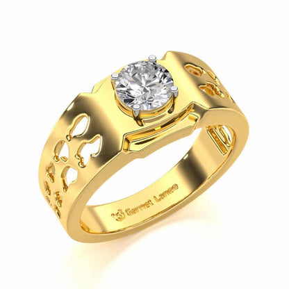 Samparka Solitaire Ring For Men - Yellow Gold - Image 1