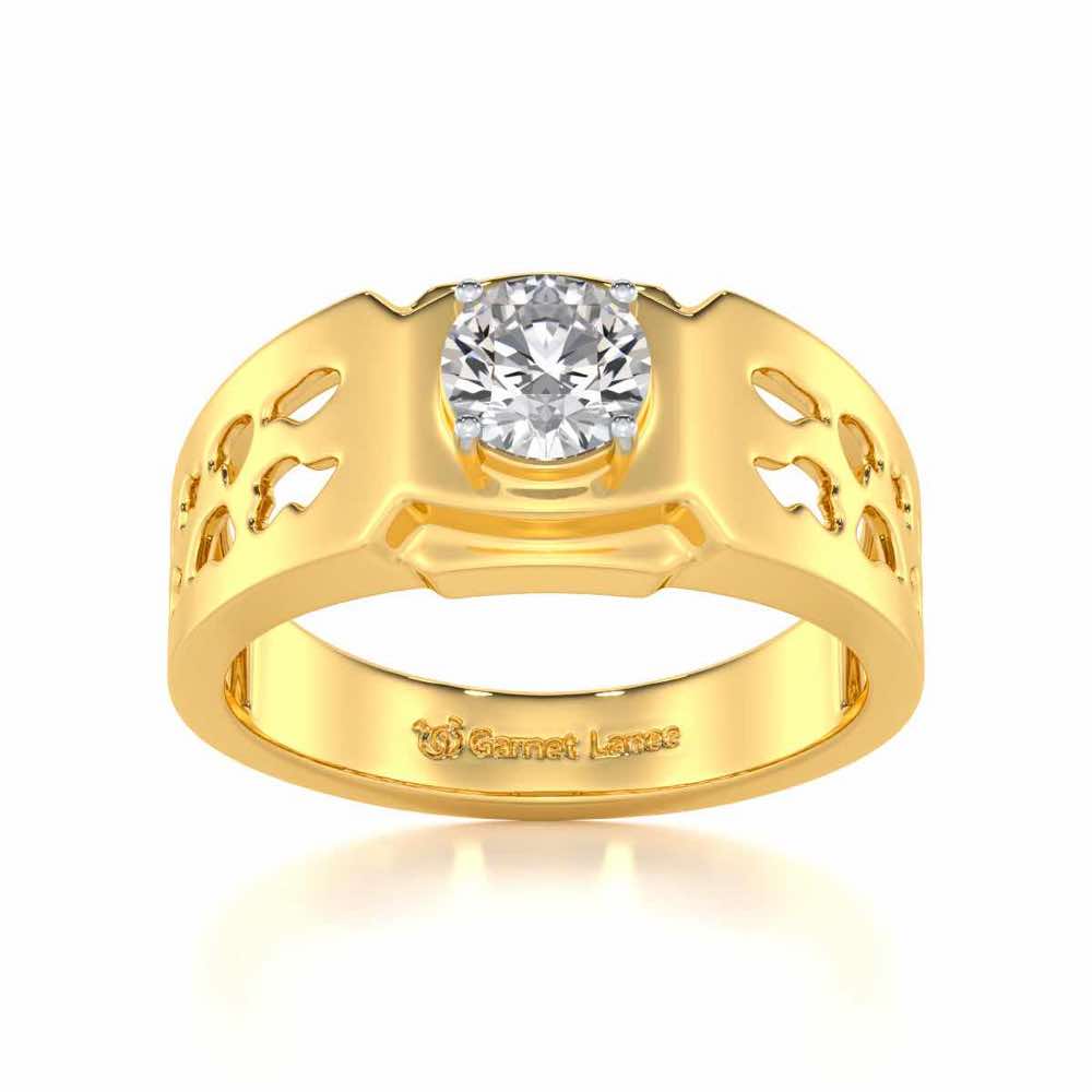 Samparka Solitaire Ring For Men - Yellow Gold - Image 2