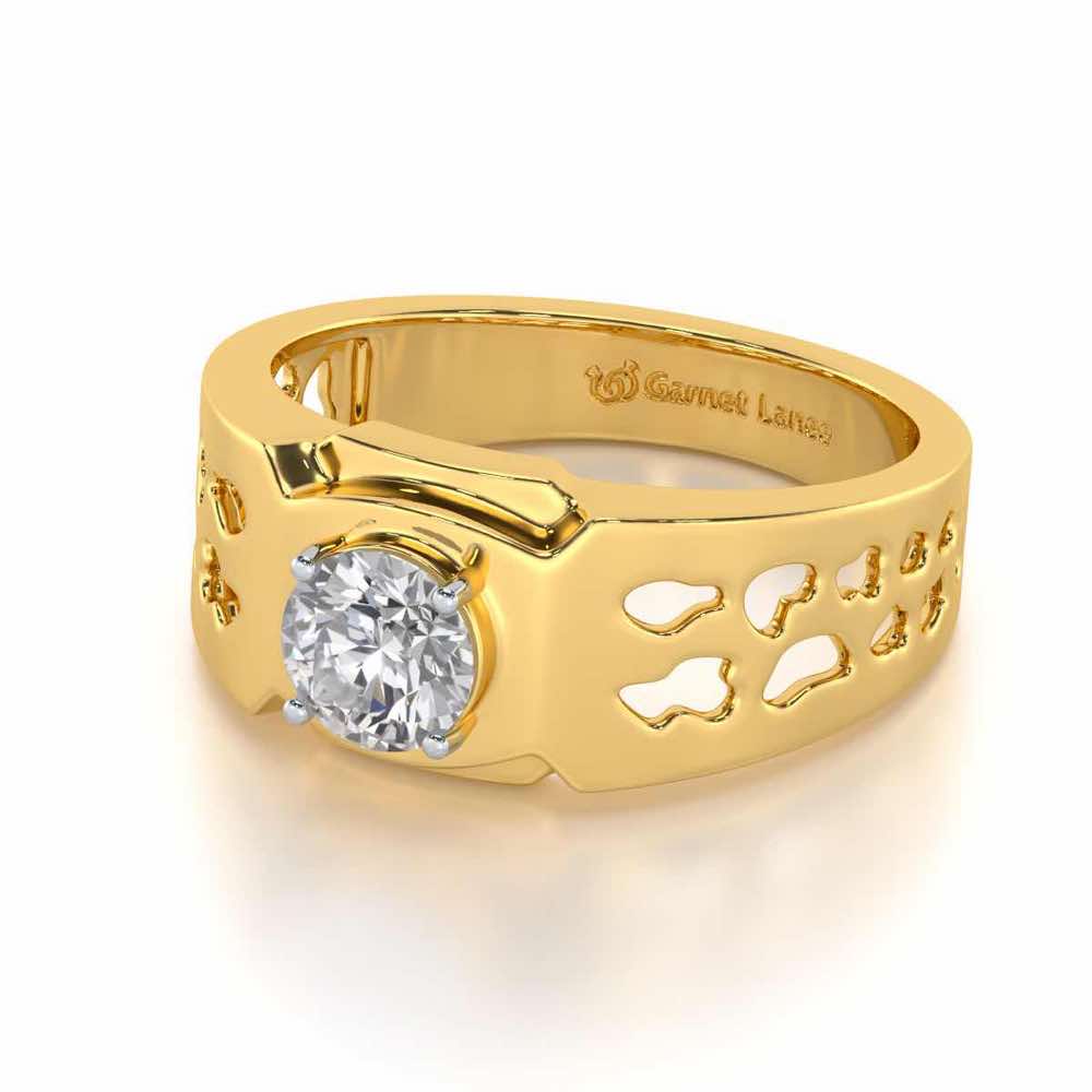 Samparka Solitaire Ring For Men - Yellow Gold - Image 3