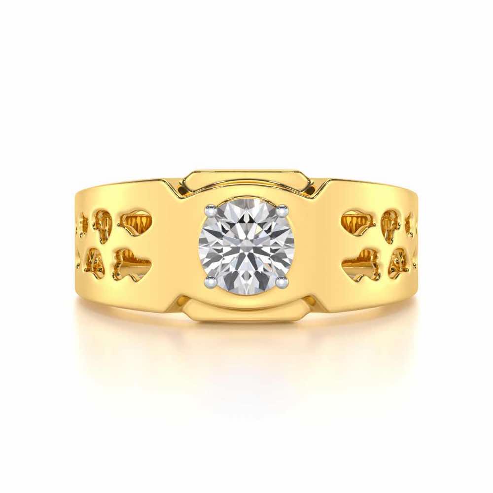 Samparka Solitaire Ring For Men - Yellow Gold - Image 5