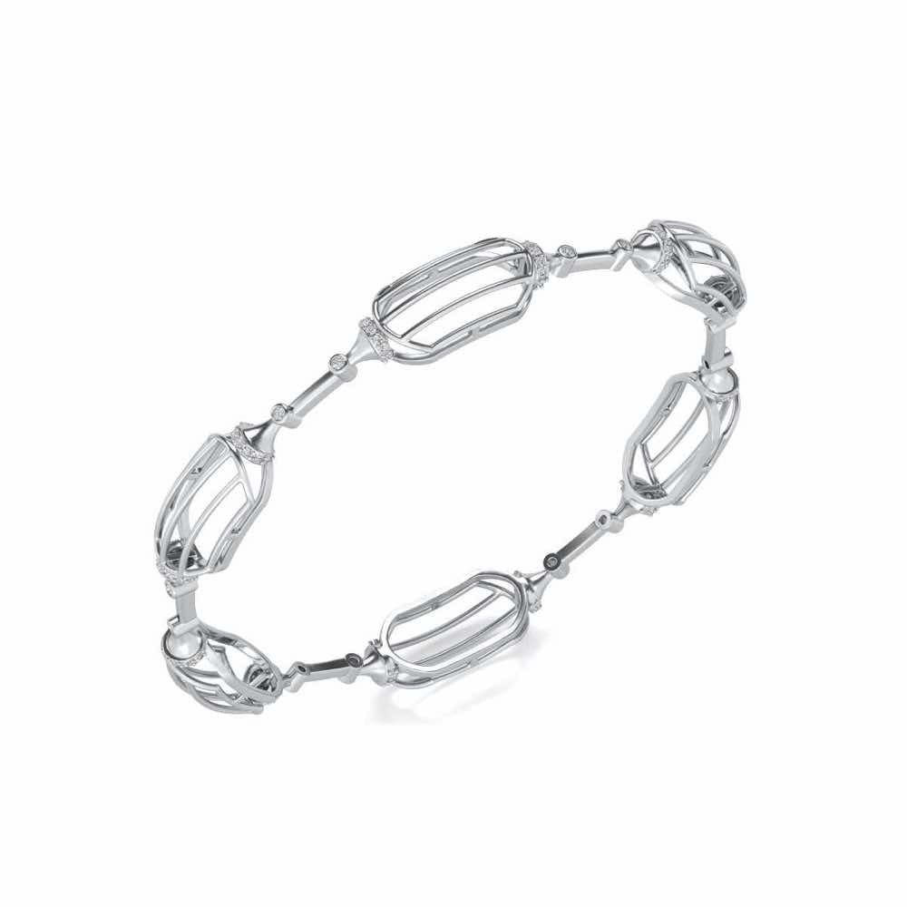 Samparna Silver Bangles - White Gold - Image 1