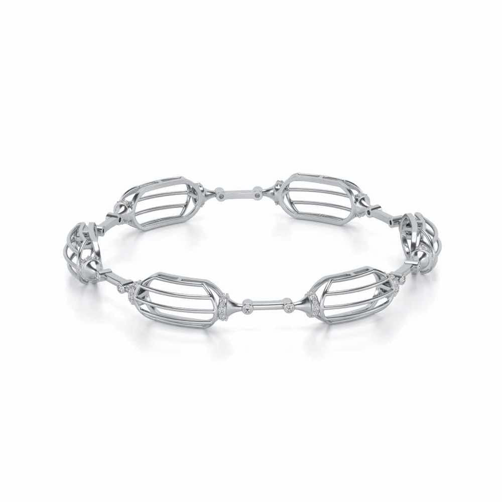 Samparna Silver Bangles - White Gold - Image 2