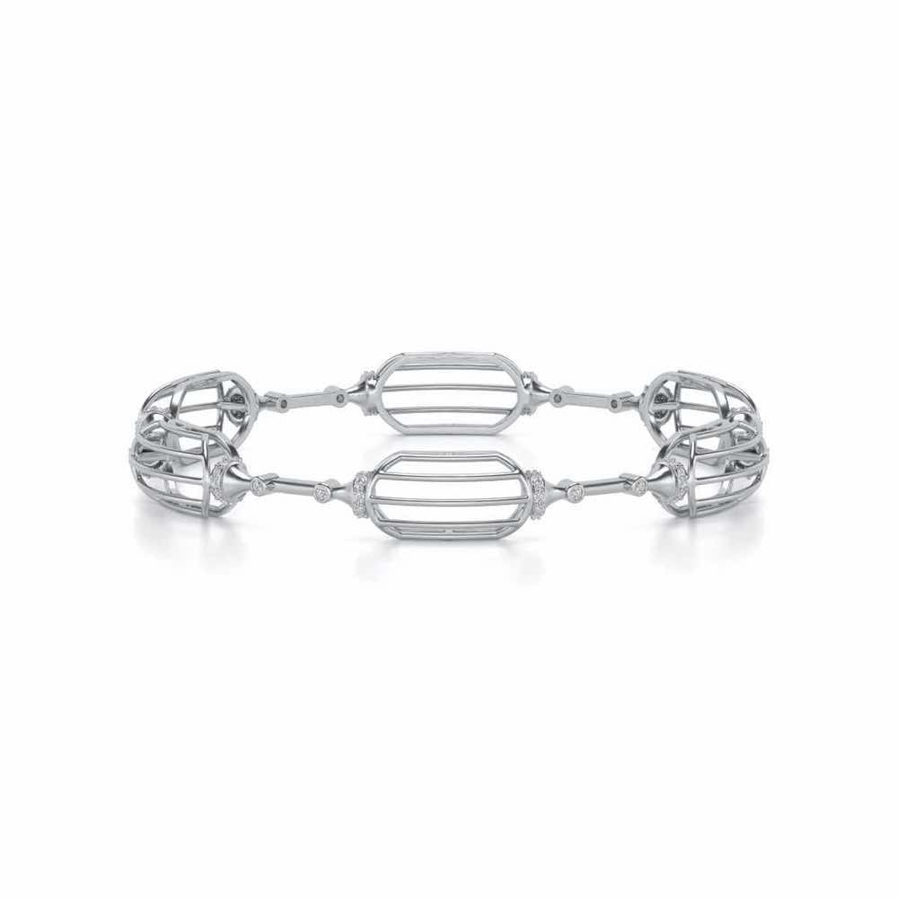 Samparna Silver Bangles - White Gold - Image 5