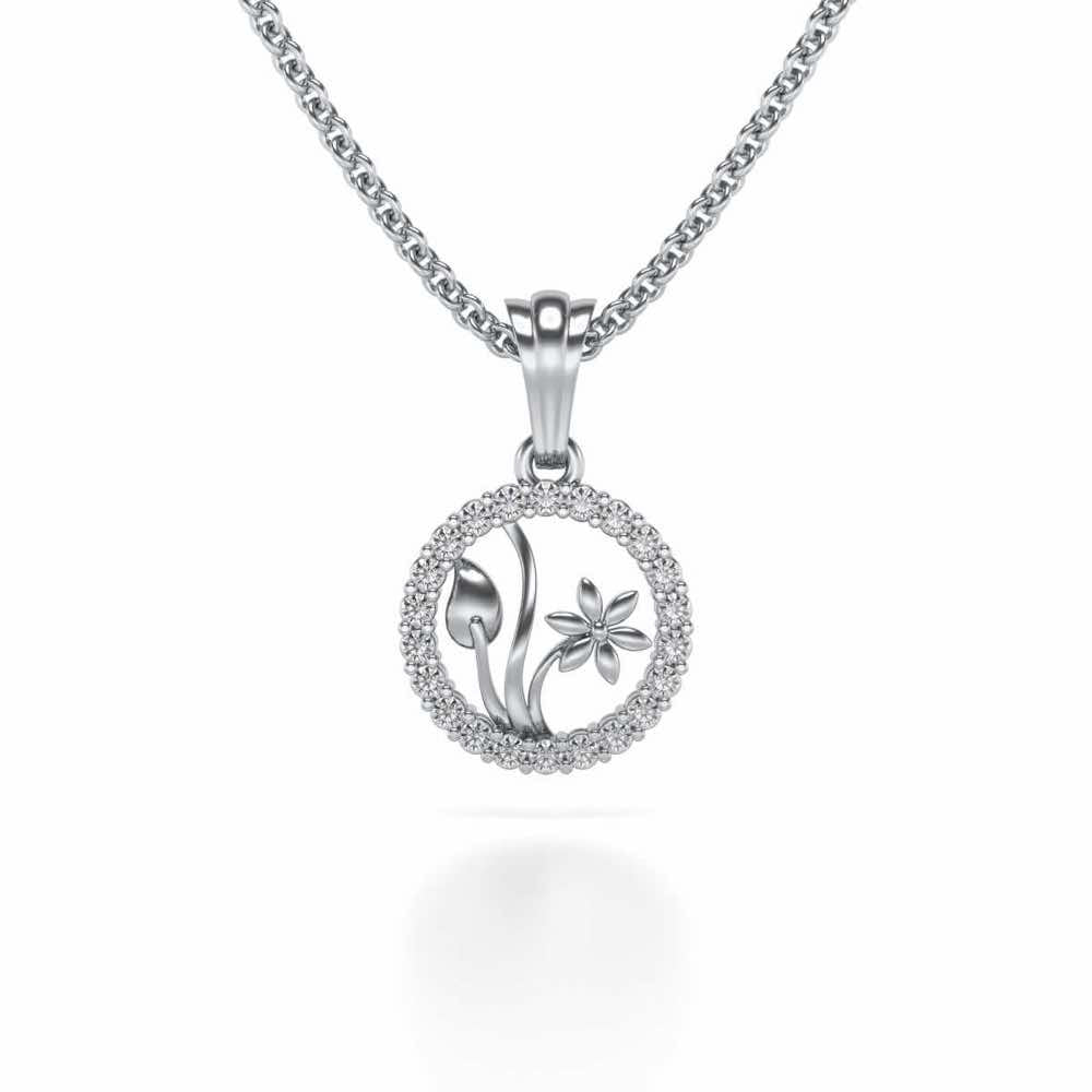 Sapling Silver Pendant - White Gold - Image 1