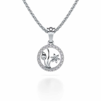 Sapling Silver Pendant - White Gold - Image 1