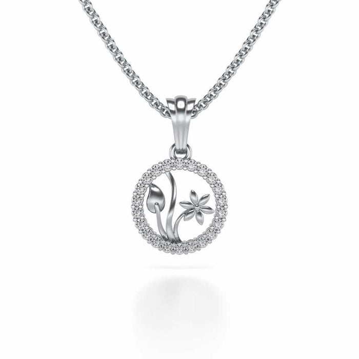 Sapling Silver Pendant - White Gold - Image 1