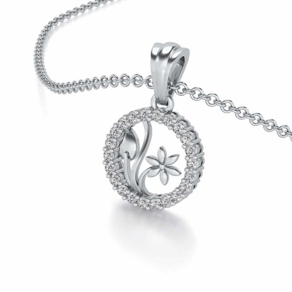 Sapling Silver Pendant - White Gold - Image 2
