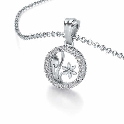Sapling Silver Pendant - White Gold - Image 2