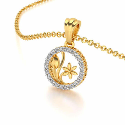 Sapling Silver Pendant - Yellow Gold - Image 2