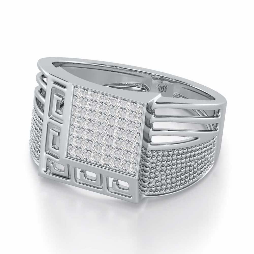 Saransh Silver Ring For Men - White Gold - Image 2