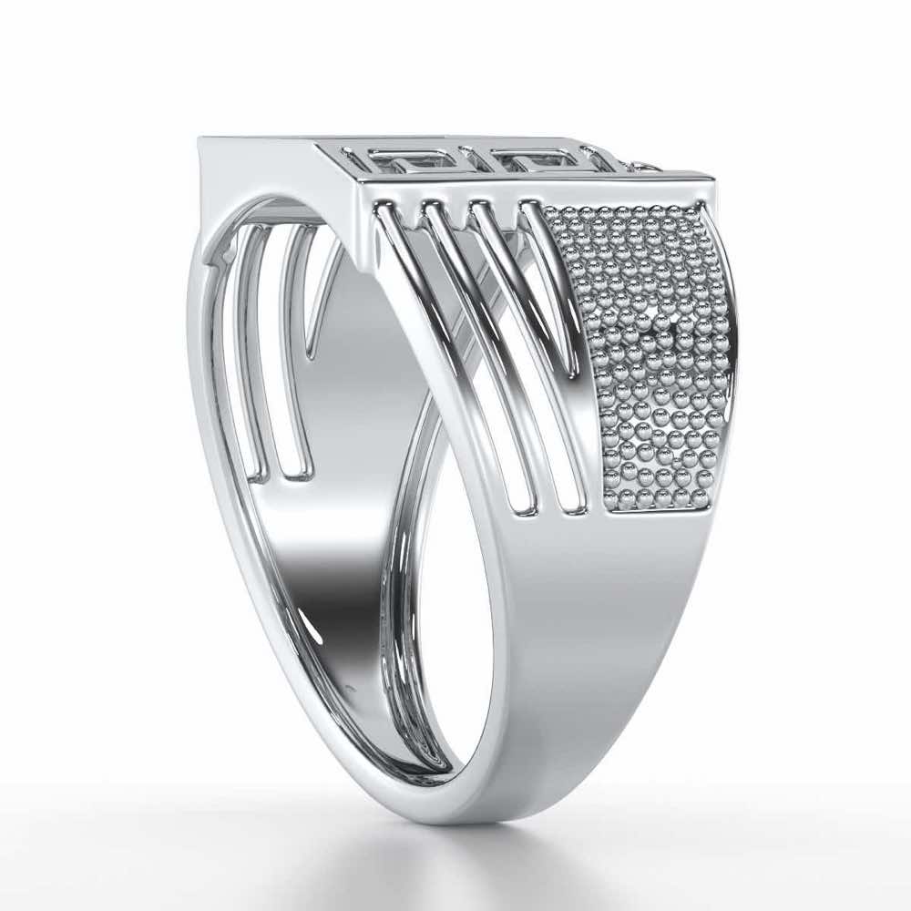 Saransh Silver Ring For Men - White Gold - Image 3