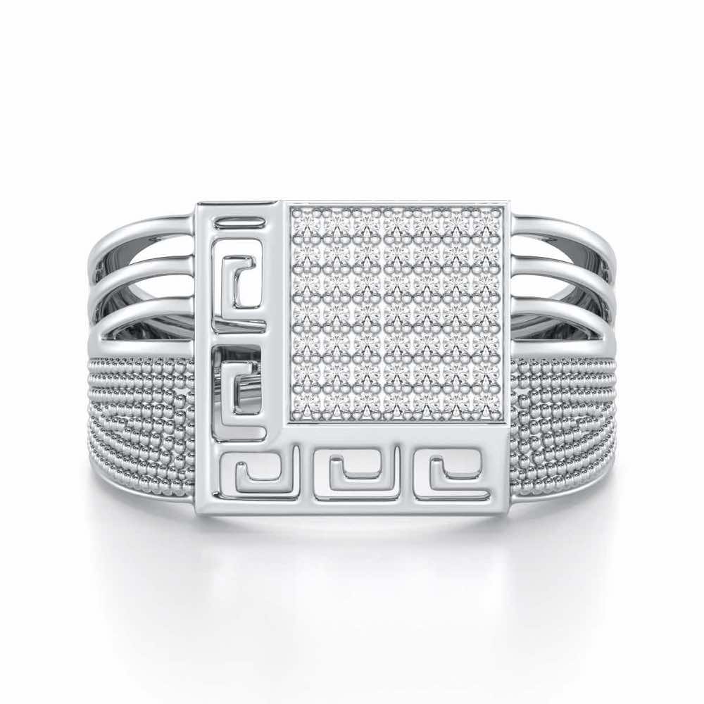 Saransh Silver Ring For Men - White Gold - Image 4