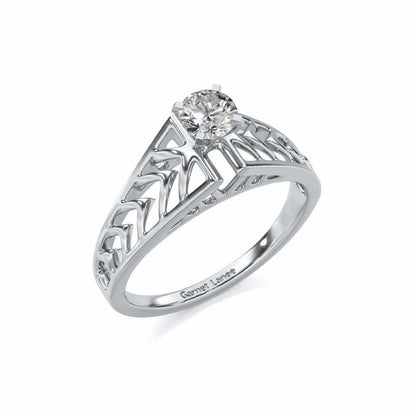 Saranshi Solitaire Ring - White Gold - Image 1