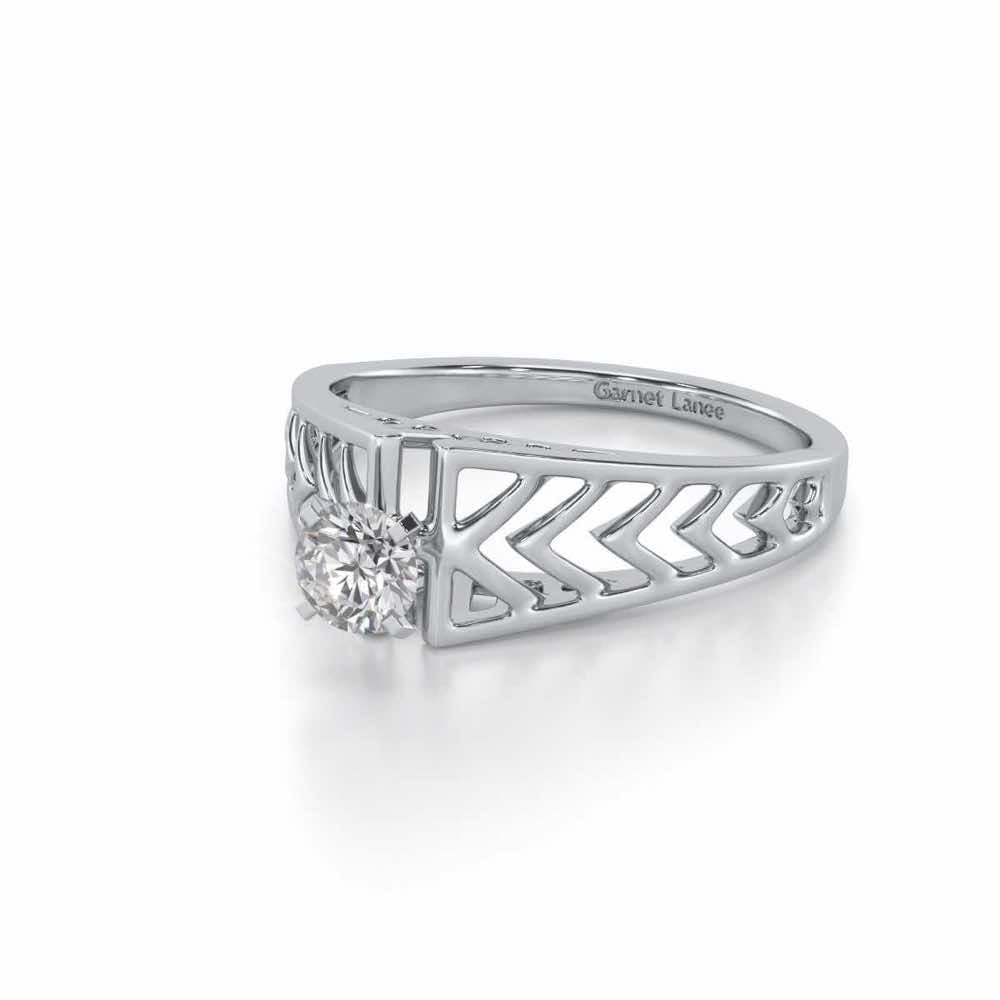 Saranshi Solitaire Ring - White Gold - Image 2