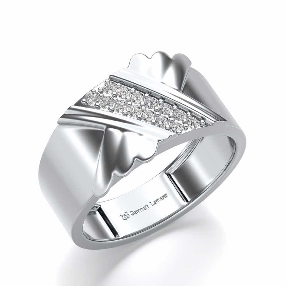 Satin Silver Ring For Men - White Gold - Image 1