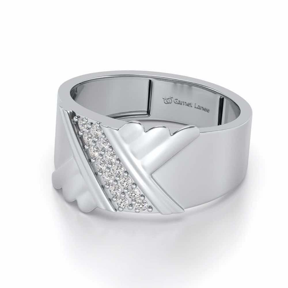 Satin Silver Ring For Men - White Gold - Image 2