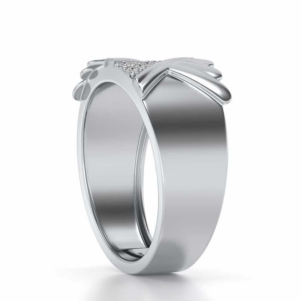 Satin Silver Ring For Men - White Gold - Image 3