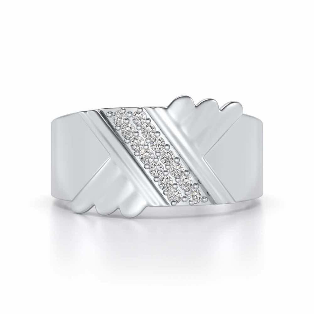 Satin Silver Ring For Men - White Gold - Image 4