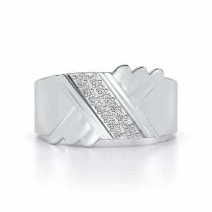 Satin Silver Ring For Men - White Gold - Image 4