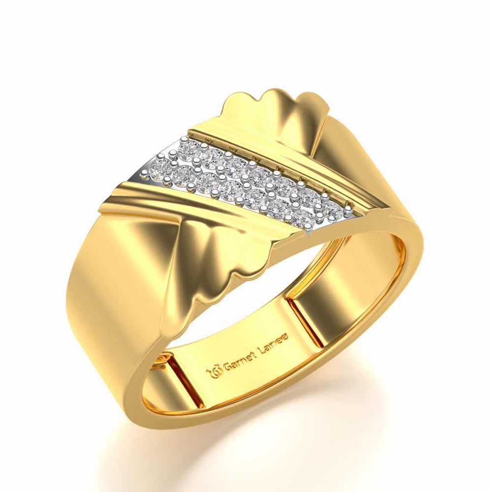 Satin Silver Ring For Men - Yellow Gold - Image 1