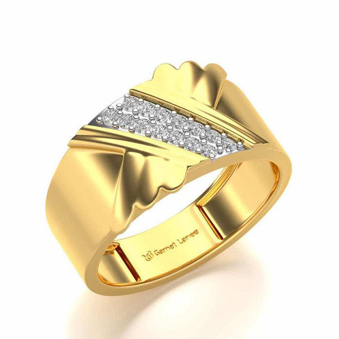 Satin Silver Ring For Men - Yellow Gold - Image 1