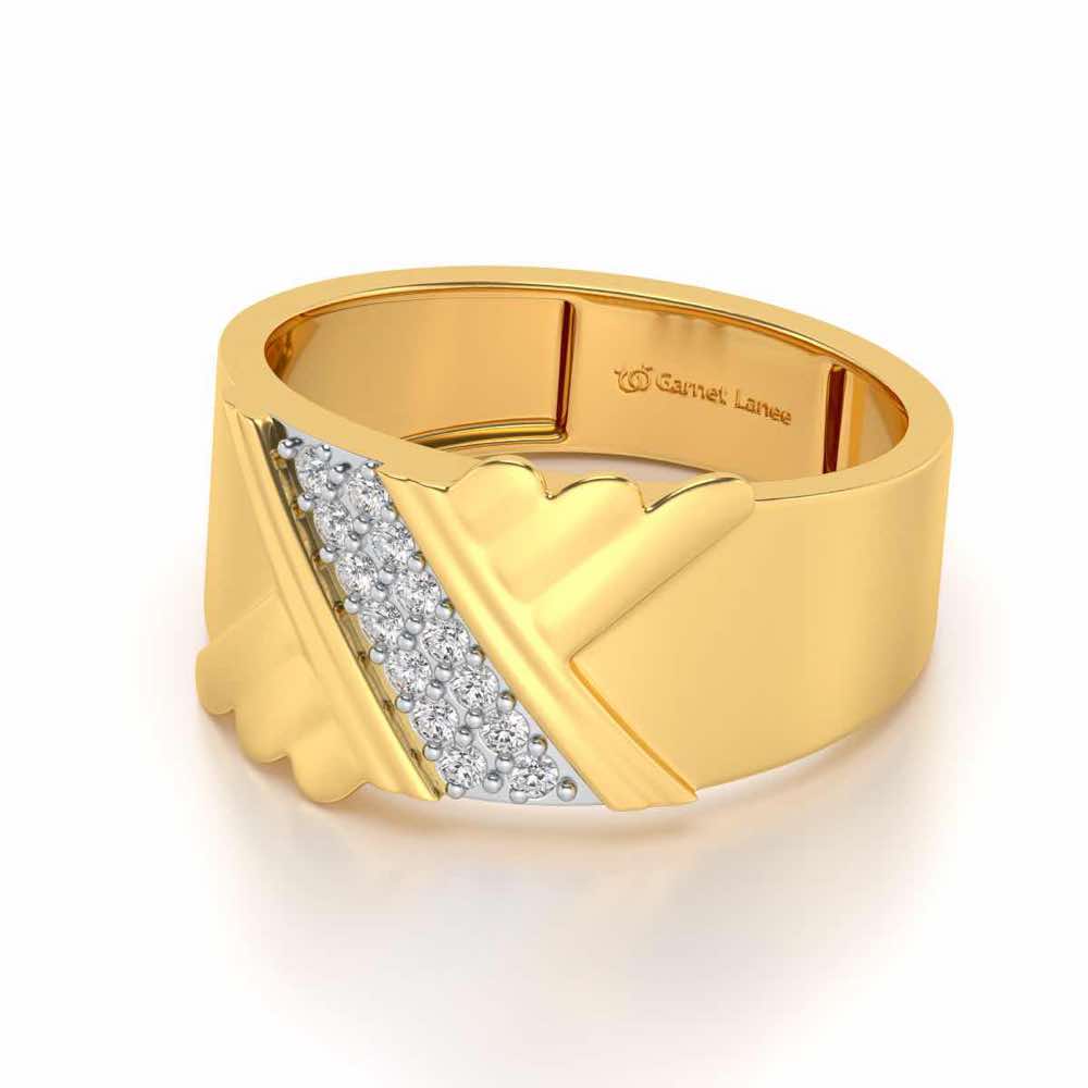 Satin Silver Ring For Men - Yellow Gold - Image 2